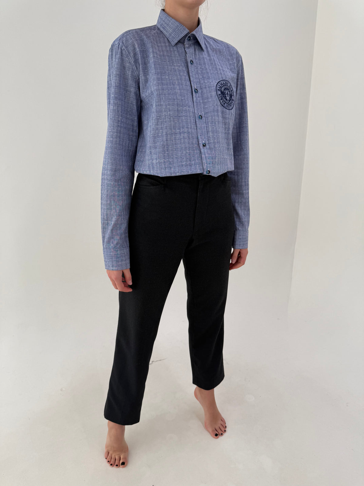 Pantaloni Dolce&Gabbana clasici din lana extrafina charcoal gray