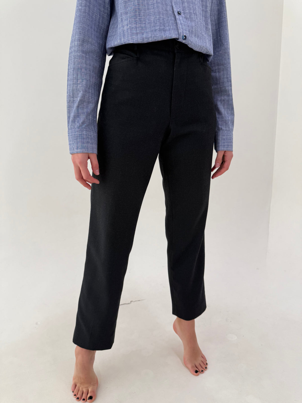 Pantaloni Dolce&Gabbana clasici din lana extrafina charcoal gray