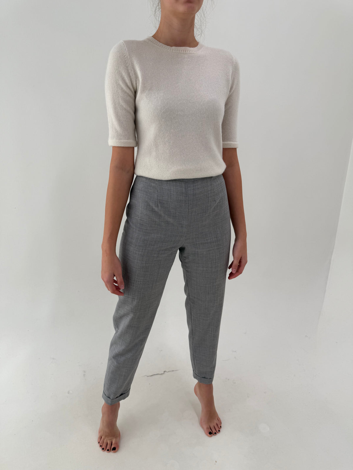 Pantaloni Marella by Max Mara silver gray din lana extrafina pura certificată