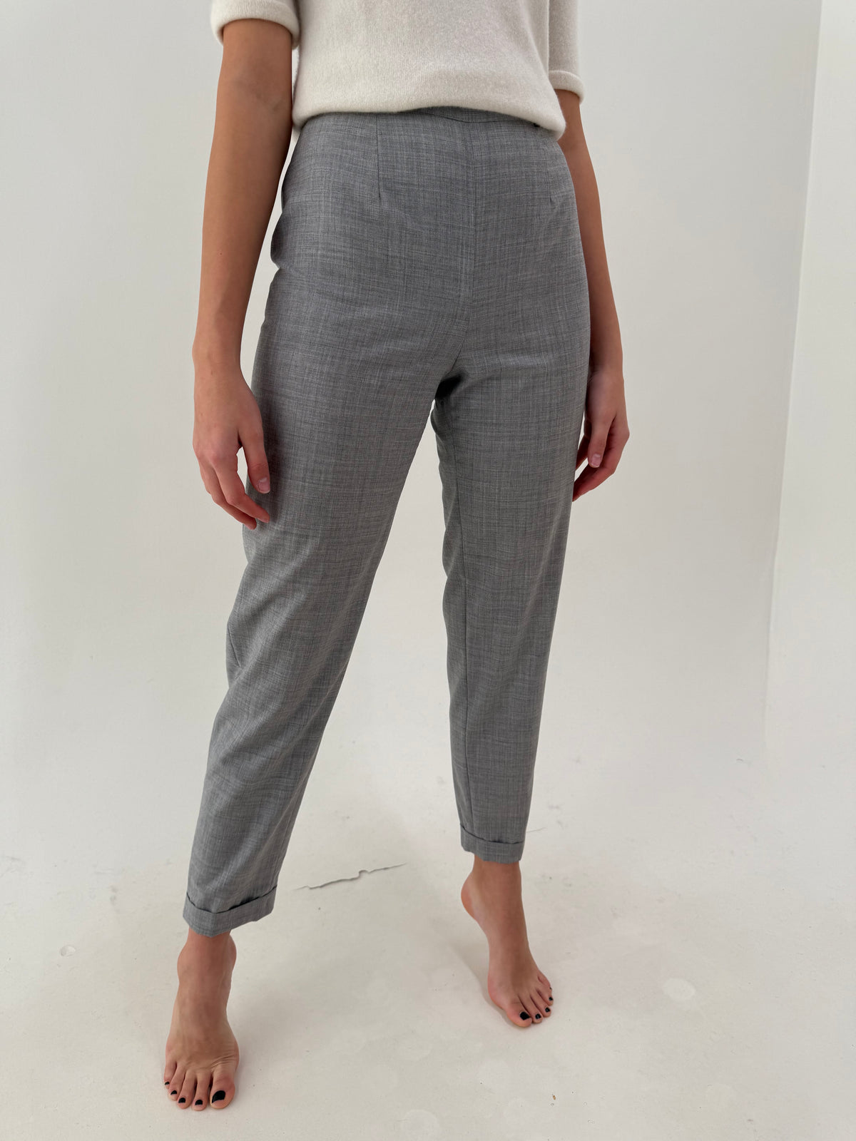 Pantaloni Marella by Max Mara silver gray din lana extrafina pura certificată