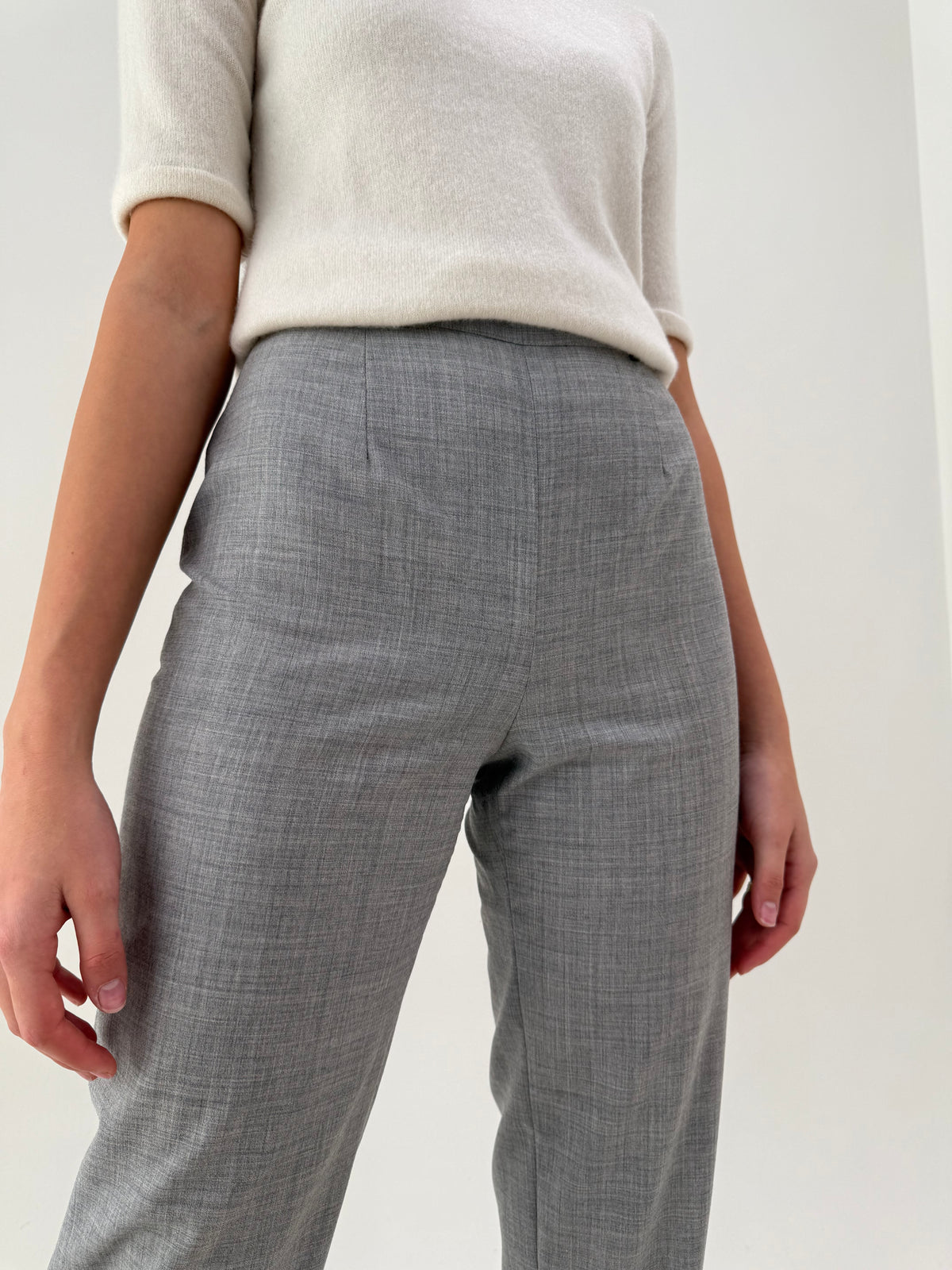 Pantaloni Marella by Max Mara silver gray din lana extrafina pura certificată