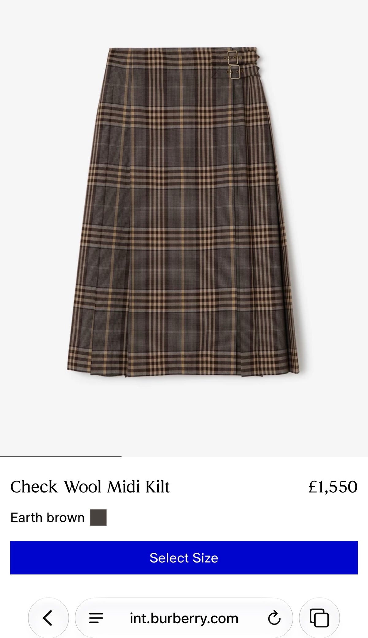Fustă Burberry din tartan de lana în combinație clasică de culori midi lung