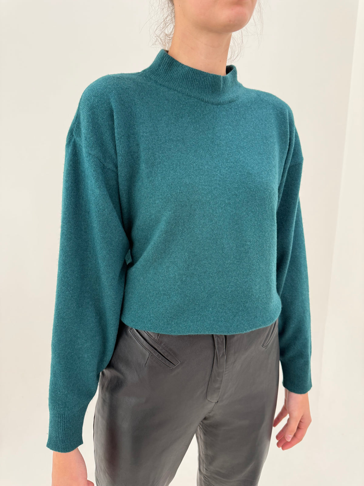 Maleta teal în cori lejer 80% lana extrafina plină