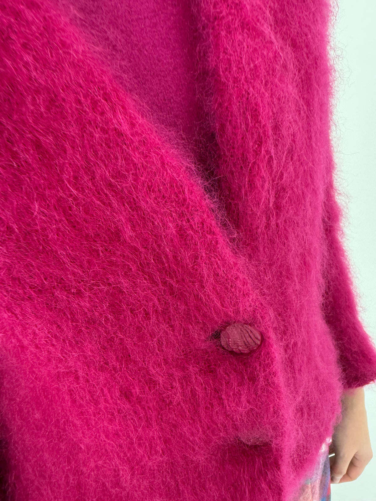 Jacheta vintage fucsia spectaculoasă din mohair în croi minimalist