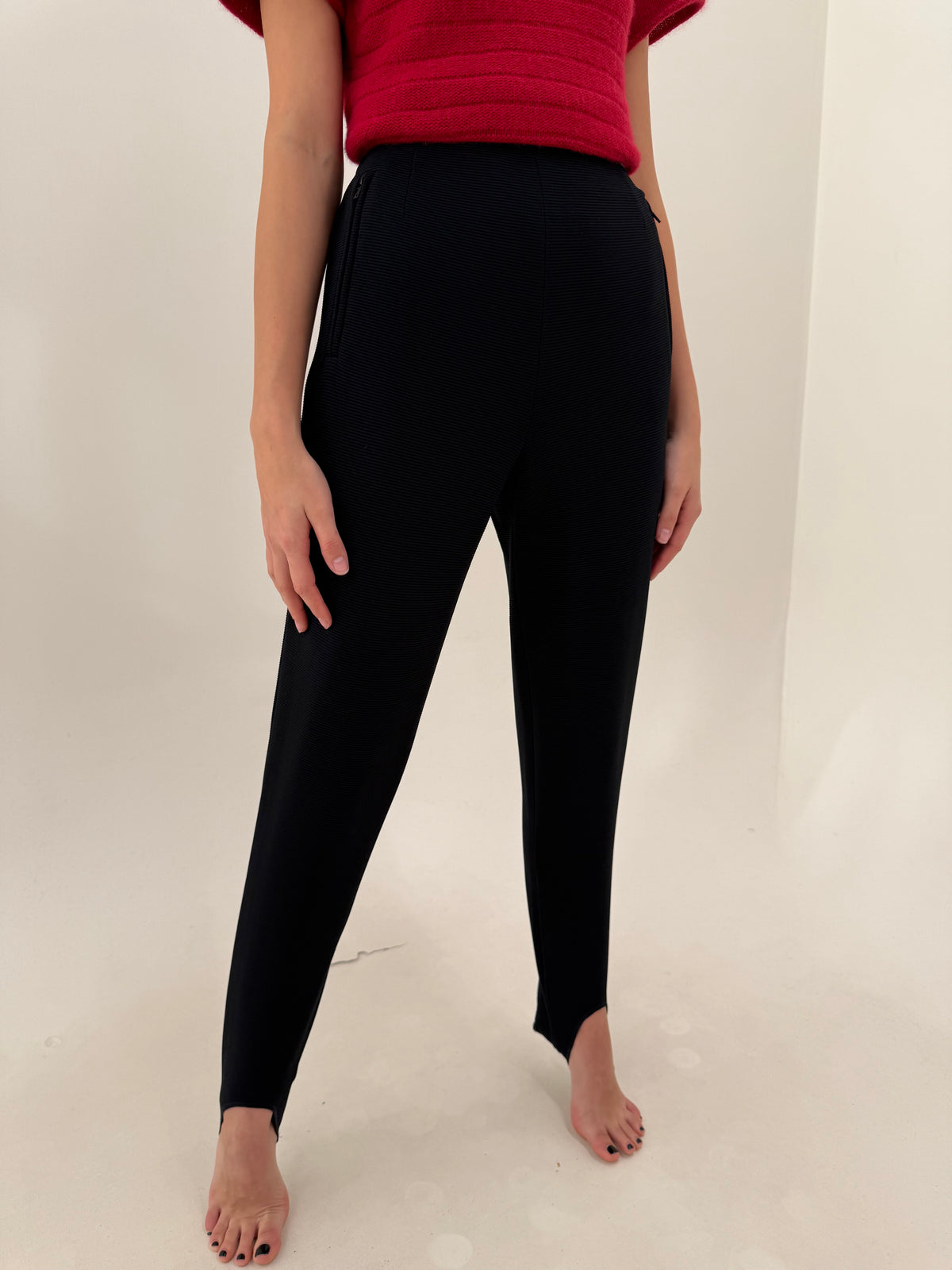 Pantaloni stirrup vintage italienești de brand premium din catifea ultra confort raiata fin