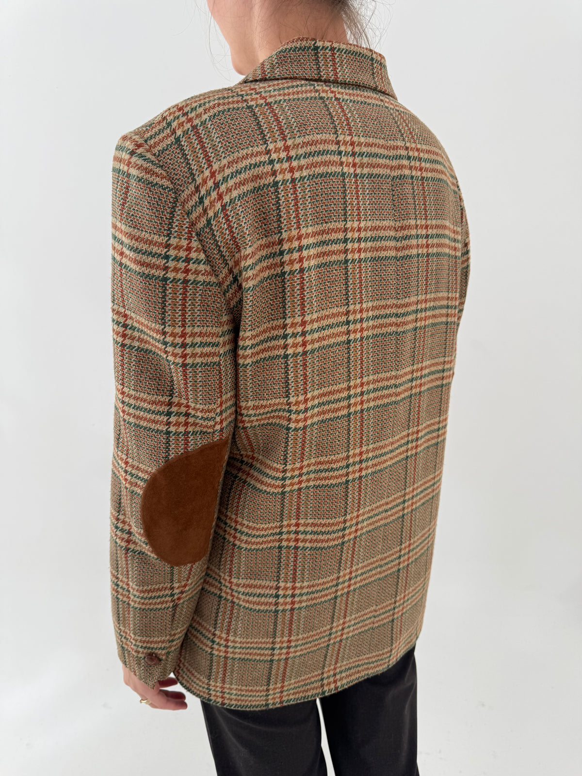 Sacou din tweed camel în carouri și culori superbe din lana extrafina