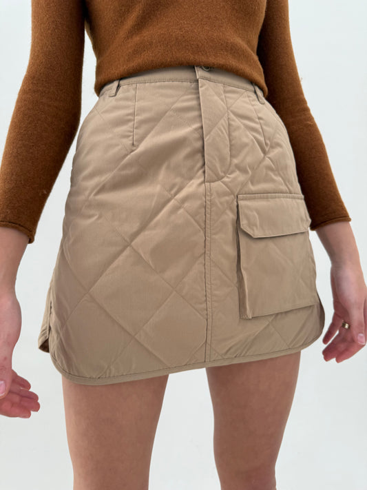 Fustă camel mini cu talie ultra înaltă cu influențe foarte chic casual light padded