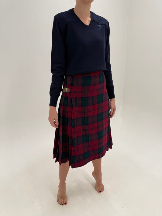 Fustă Burberry din tartan de lana în combinație clasică de culori midi lung
