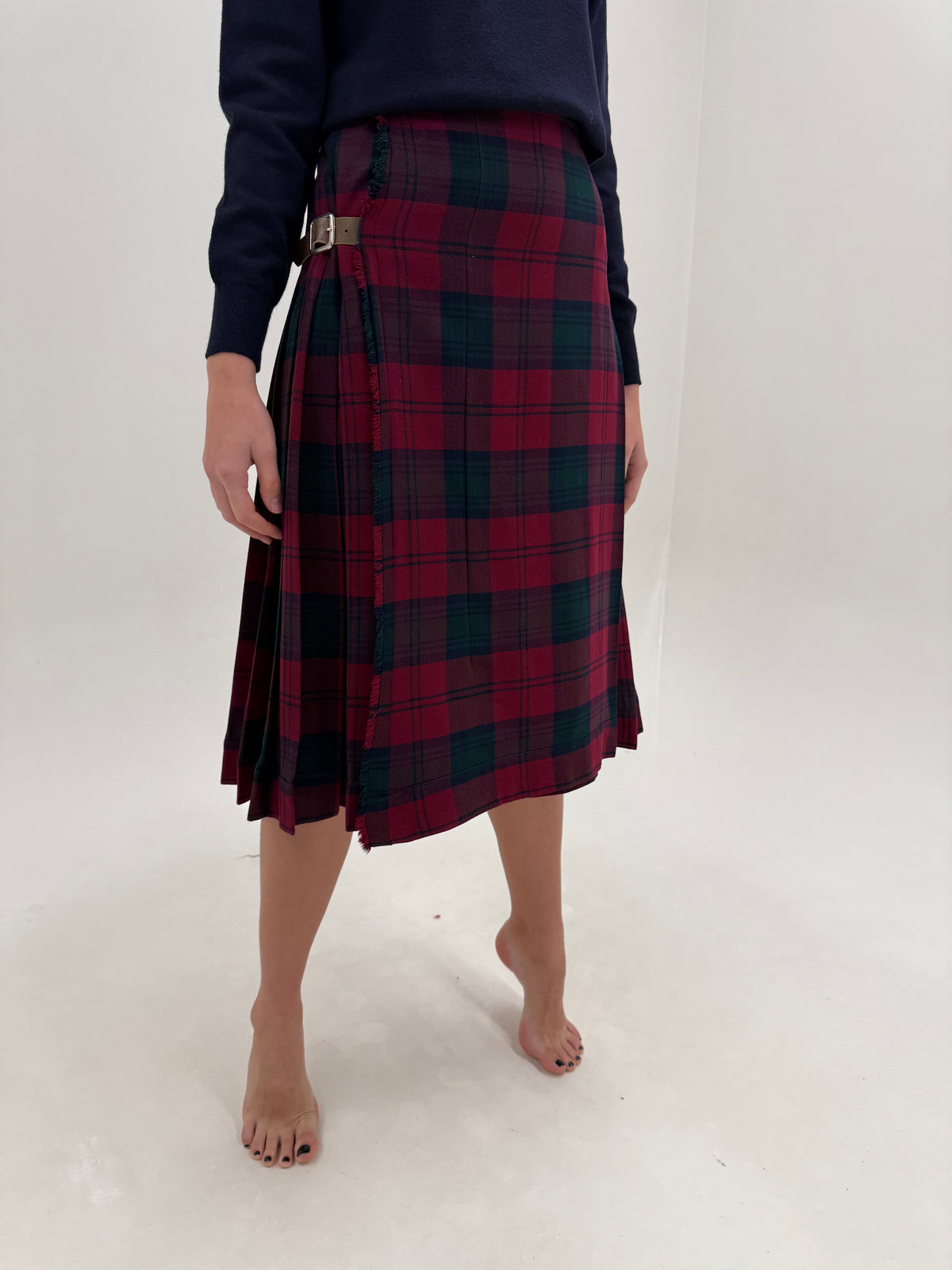 Fustă Burberry din tartan de lana în combinație clasică de culori midi lung