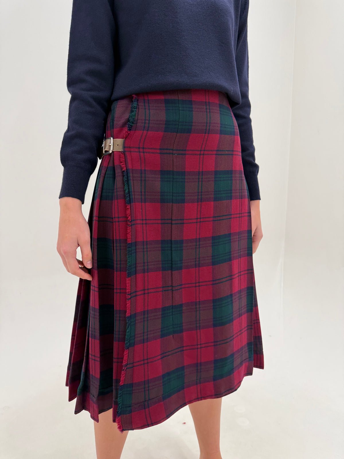 Fustă Burberry din tartan de lana în combinație clasică de culori midi lung