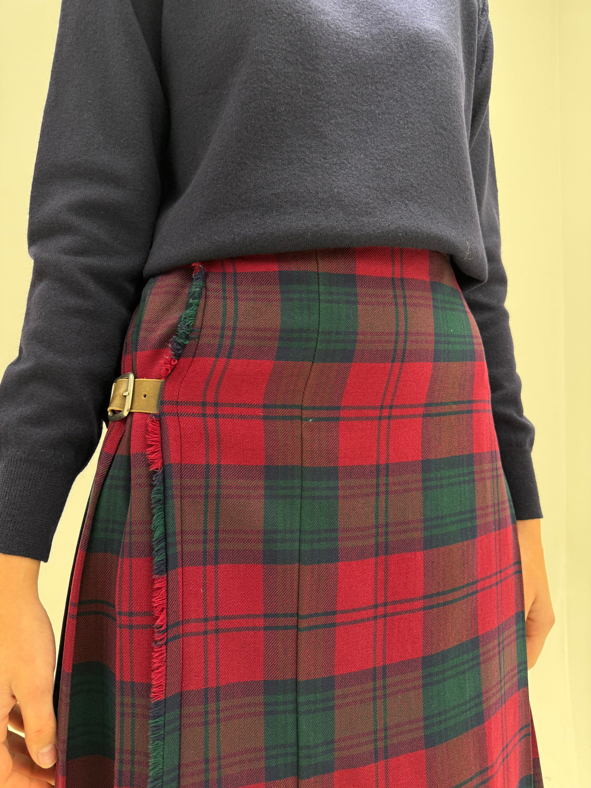 Fustă Burberry din tartan de lana în combinație clasică de culori midi lung
