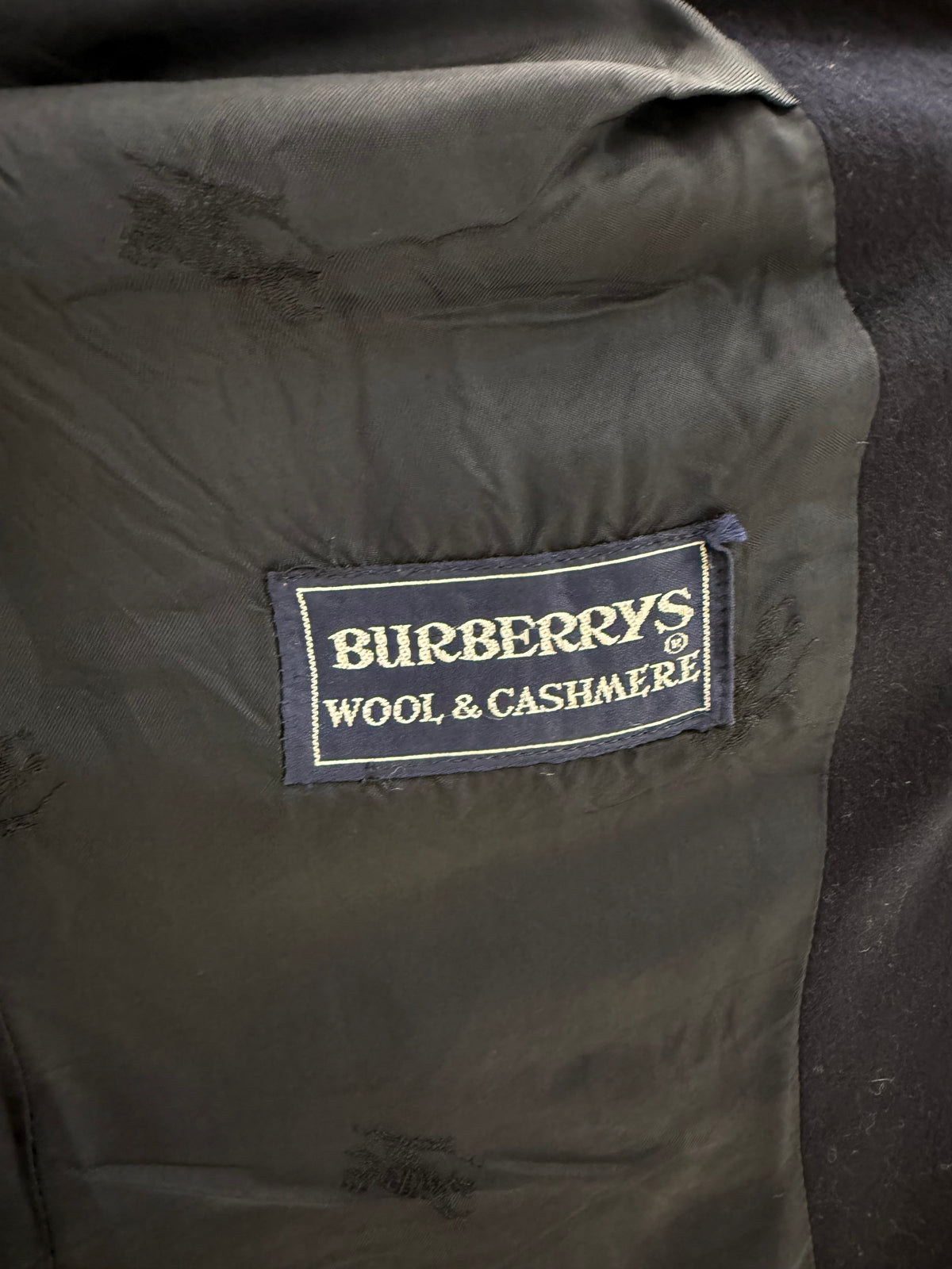 Sacou Burberry Navy din stofă de lana și cașmir cu nasturi aurii cu logoul brandului