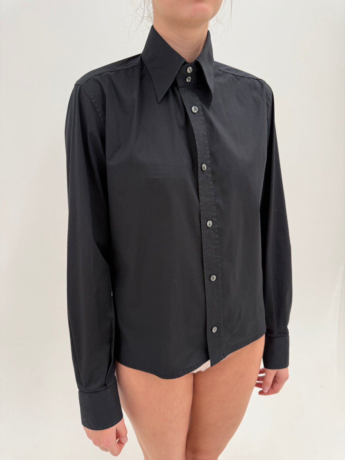 Cămașa neagră Dolce&Gabbana din poplin de bumbac