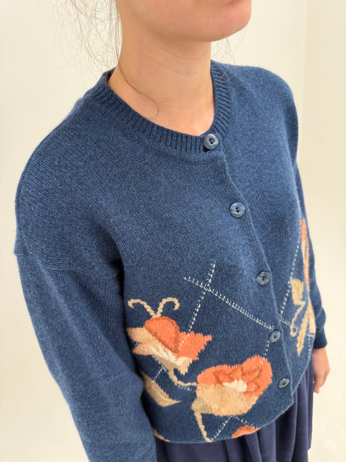 Cardigan vintage cu broderie masiva excepțională din lana plină extrafina