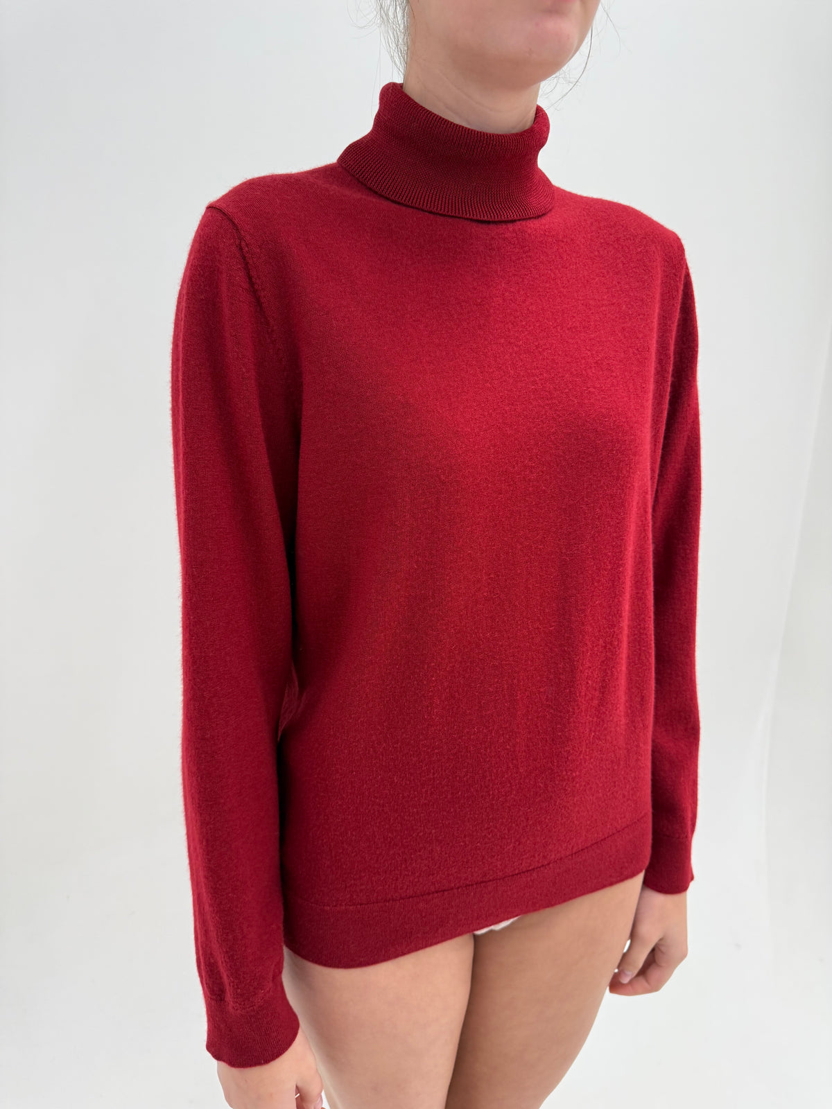 Maleta dark cherry red din lana virgină extrafina