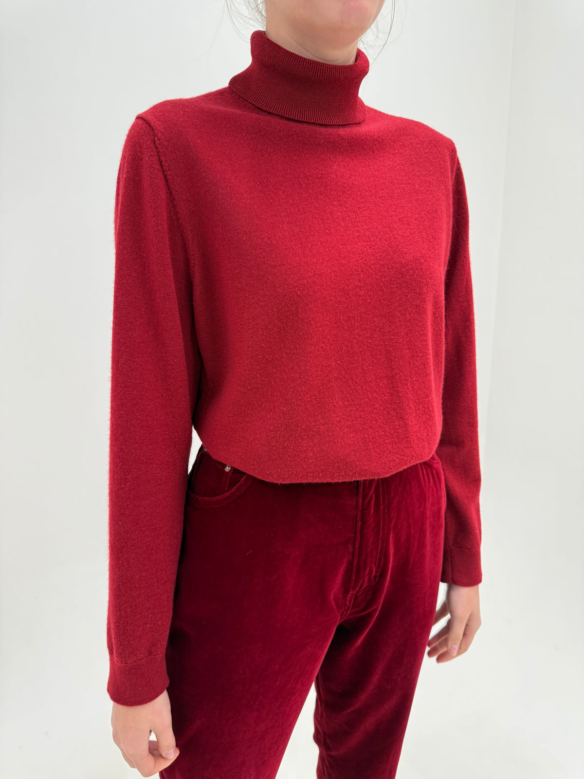 Maleta dark cherry red din lana virgină extrafina