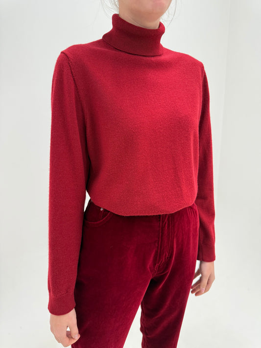 Maleta dark cherry red din lana virgină extrafina