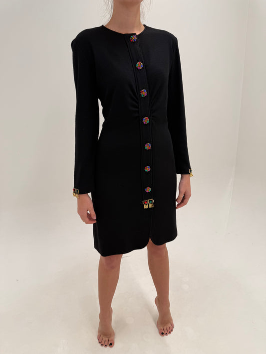 LBD vintage italian cu detalii statement bijuterie aplicate manual din lana extrafina confort