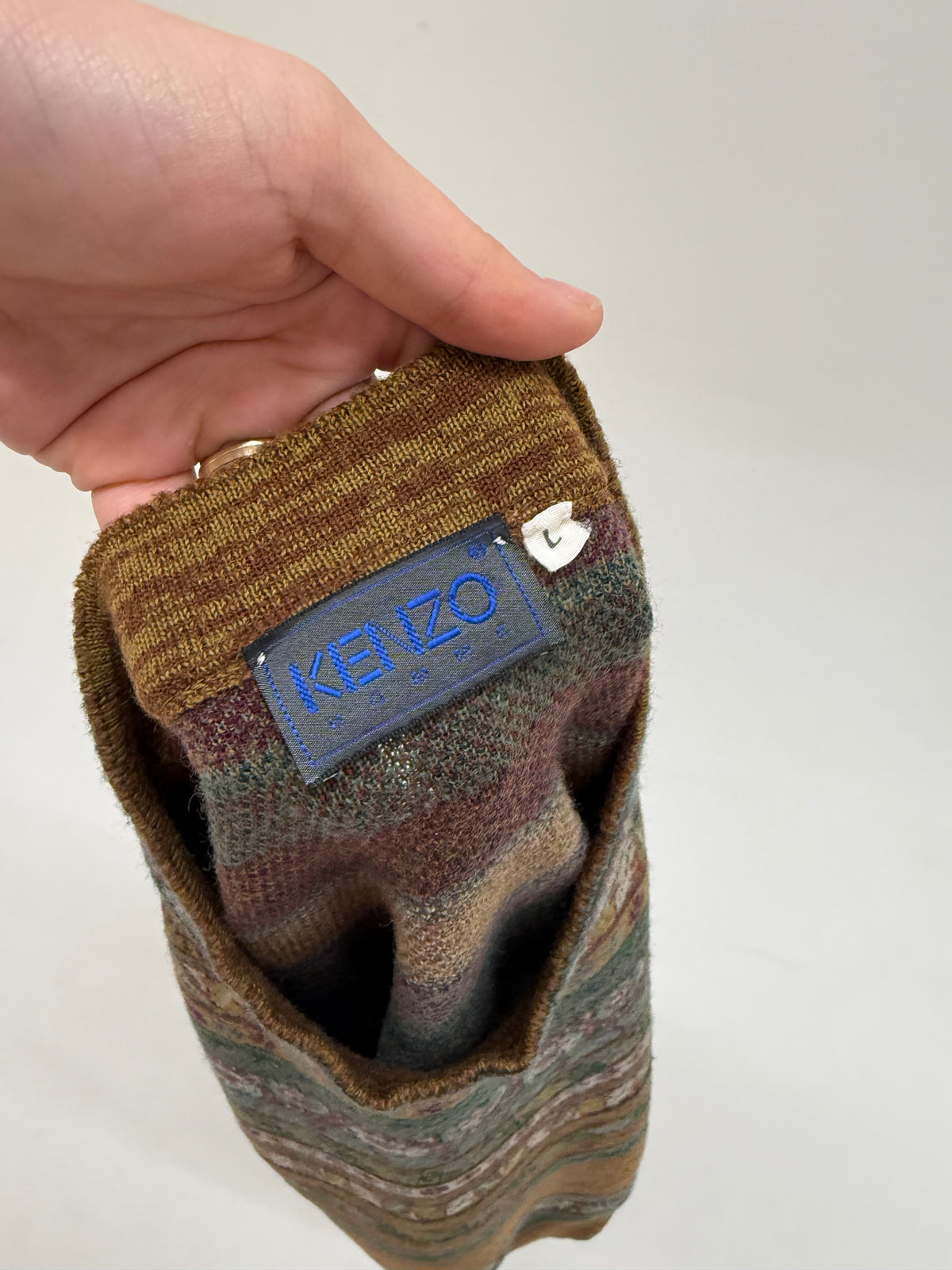 Maleta chimney vintage Kenzo din lana groasă extrafina în culori superbe