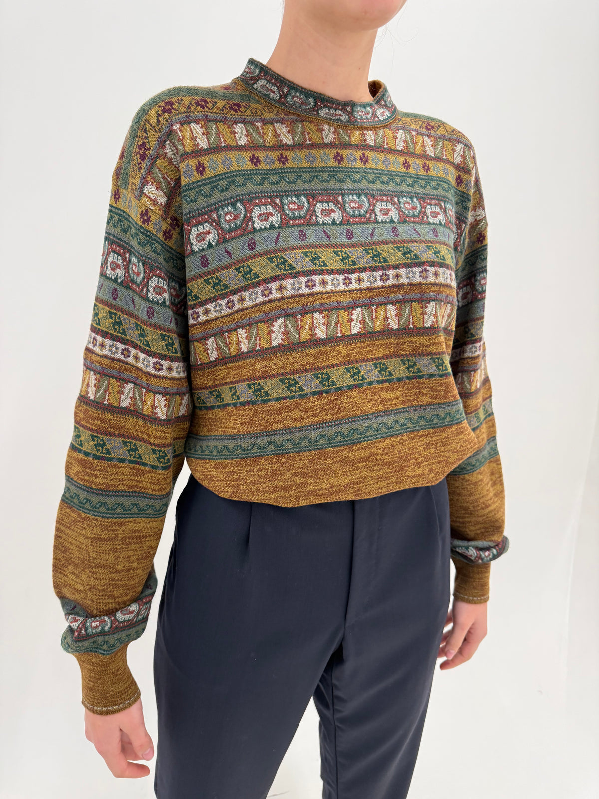 Maleta chimney vintage Kenzo din lana groasă extrafina în culori superbe