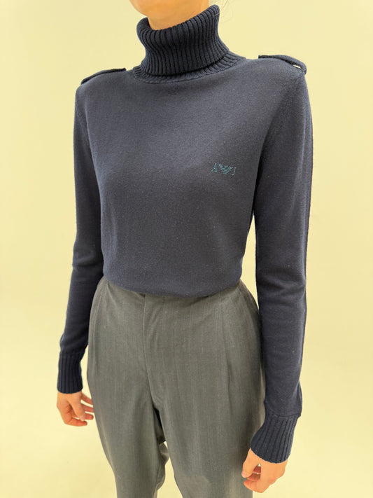 Maleta Armani Navy din mix de lana extrafina tall