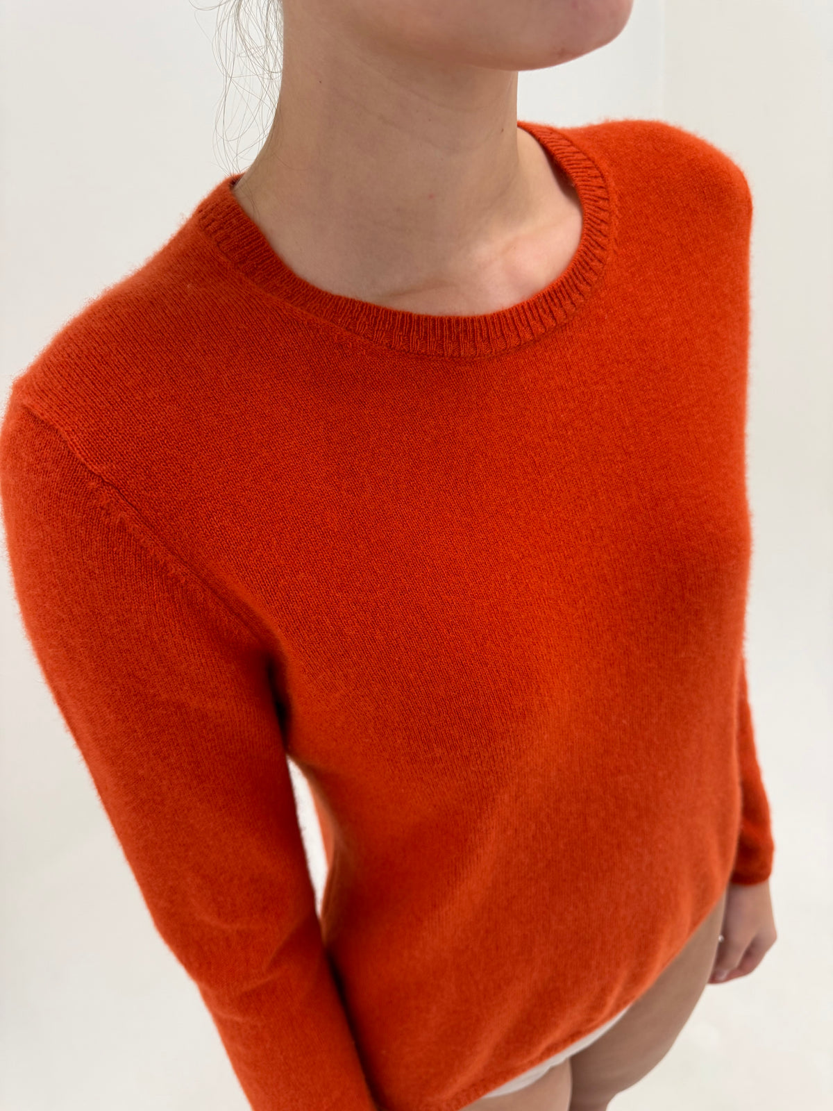 Pulover din cașmir multiply rust orange crew neck