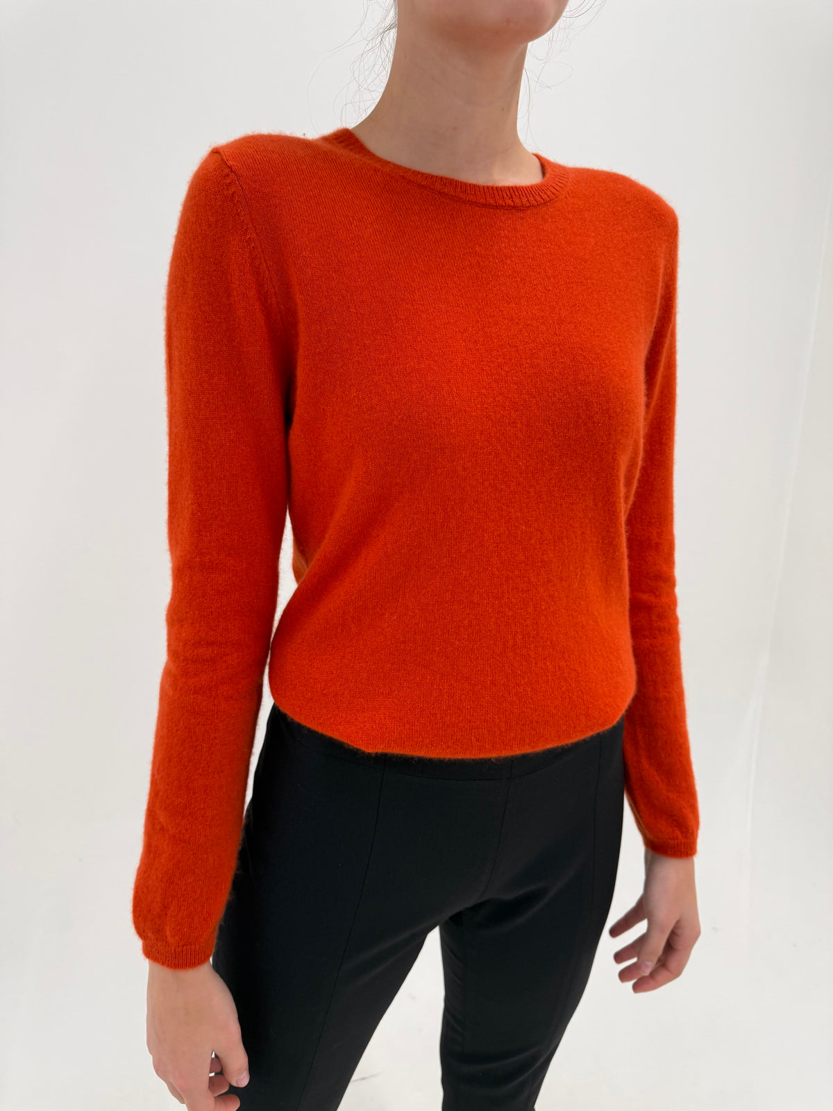 Pulover din cașmir multiply rust orange crew neck