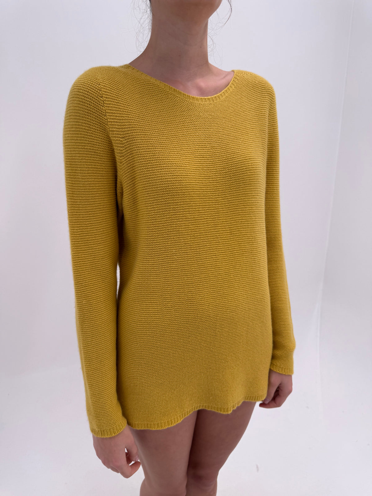 Pulover italian din cașmir multiplu în nuanțe superbă de mustard yellow