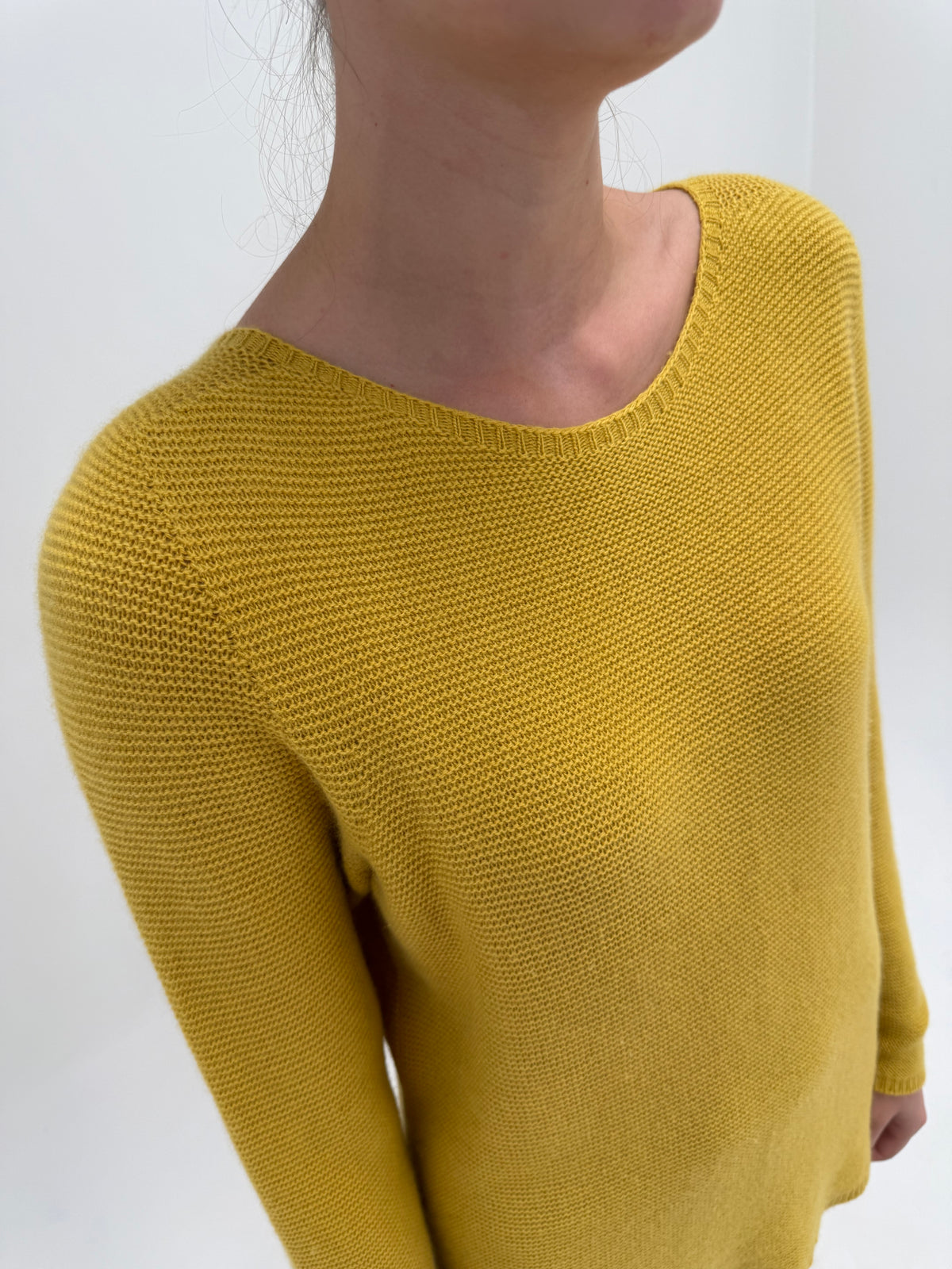 Pulover italian din cașmir multiplu în nuanțe superbă de mustard yellow