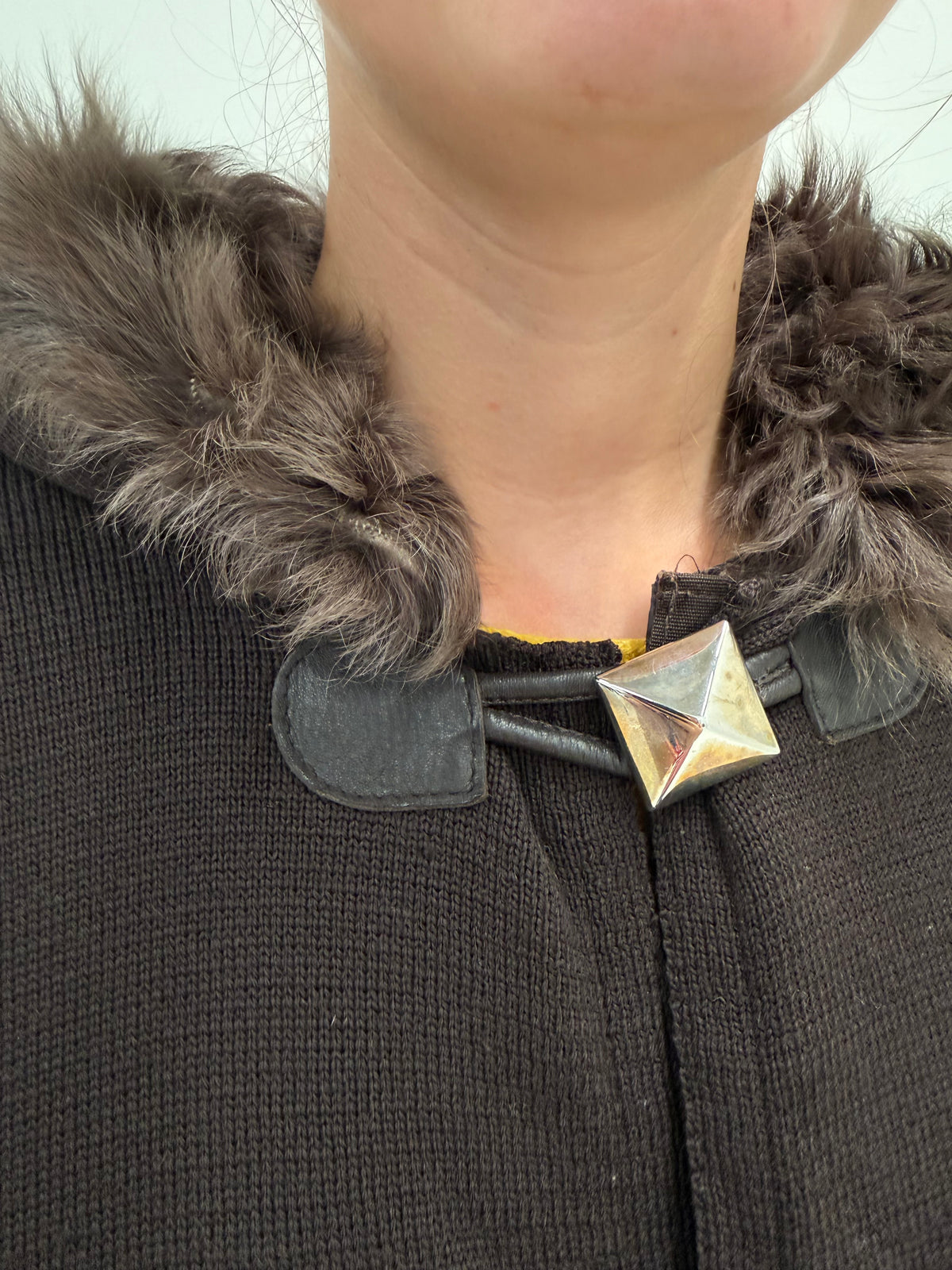 Jacheta maro excepționala couture duffle coat din tricot de lână cu interior din mătase light padded