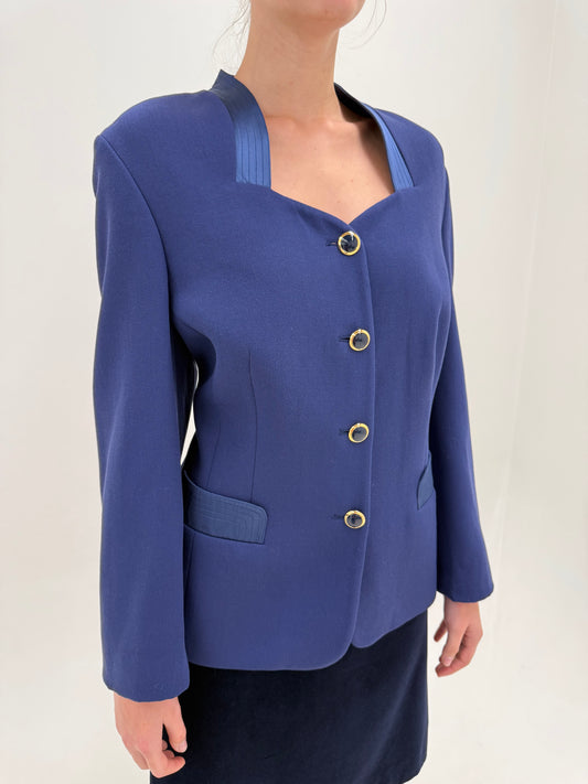 Sacou Luisa Spagnoli elegant din lana extrafina structurată cornflower blue