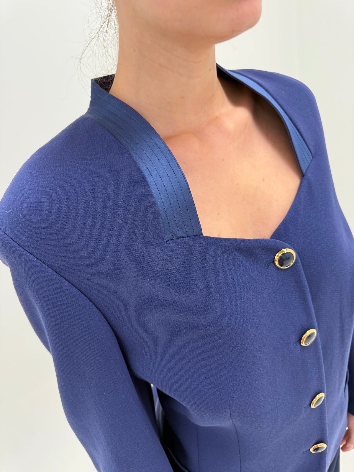 Sacou Luisa Spagnoli elegant din lana extrafina structurată cornflower blue