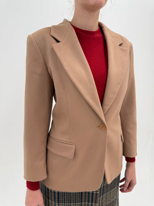 Sacou camel gama Max Mara din lana plină și cașmir cu revere late cambrat