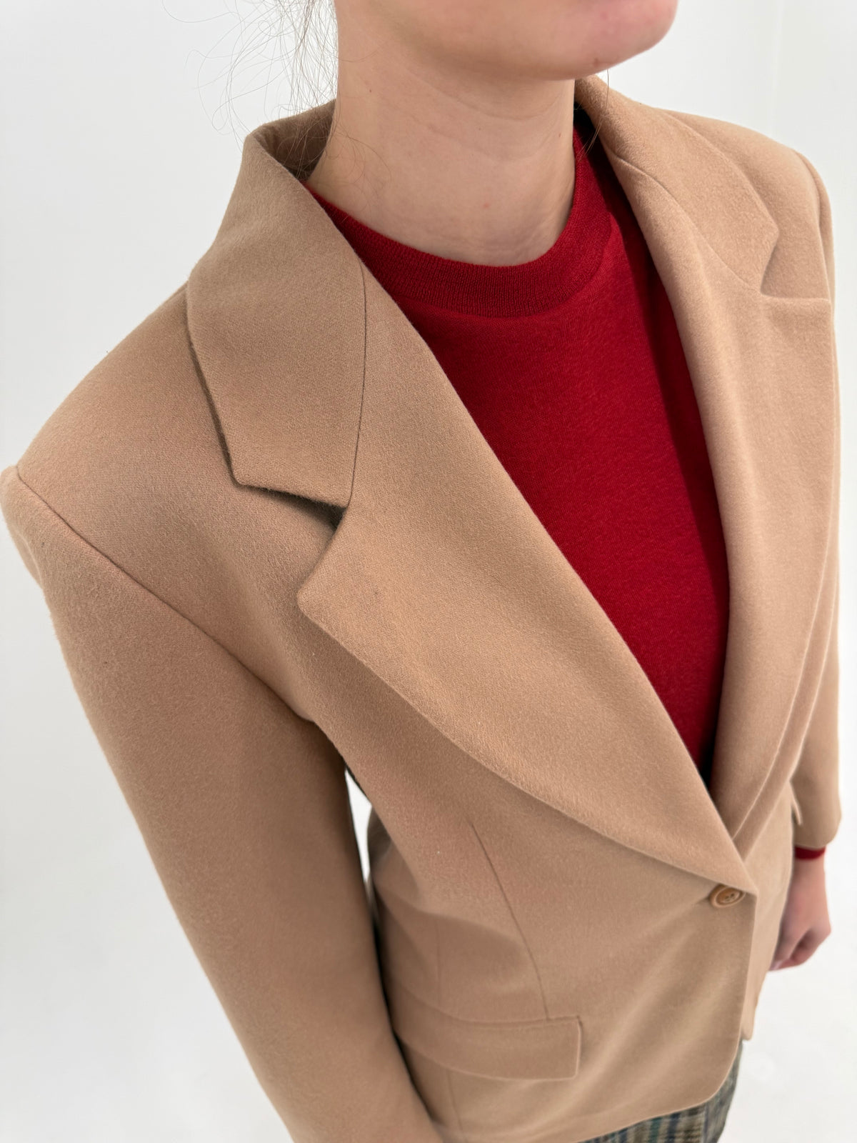 Sacou camel gama Max Mara din lana plină și cașmir cu revere late cambrat