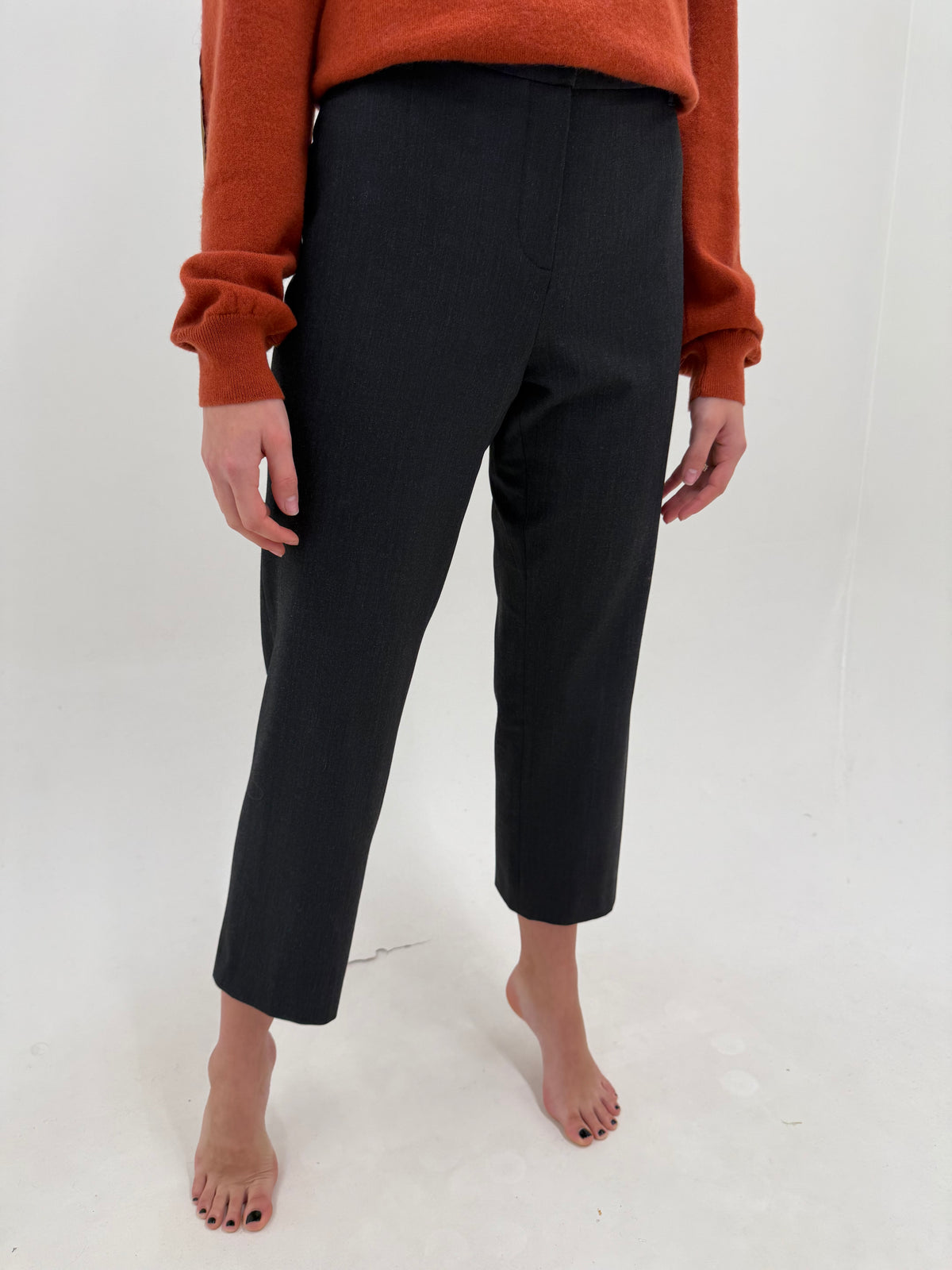 Pantaloni de brand premium din stofita ultra confort charcoal gray cu talie generoasă