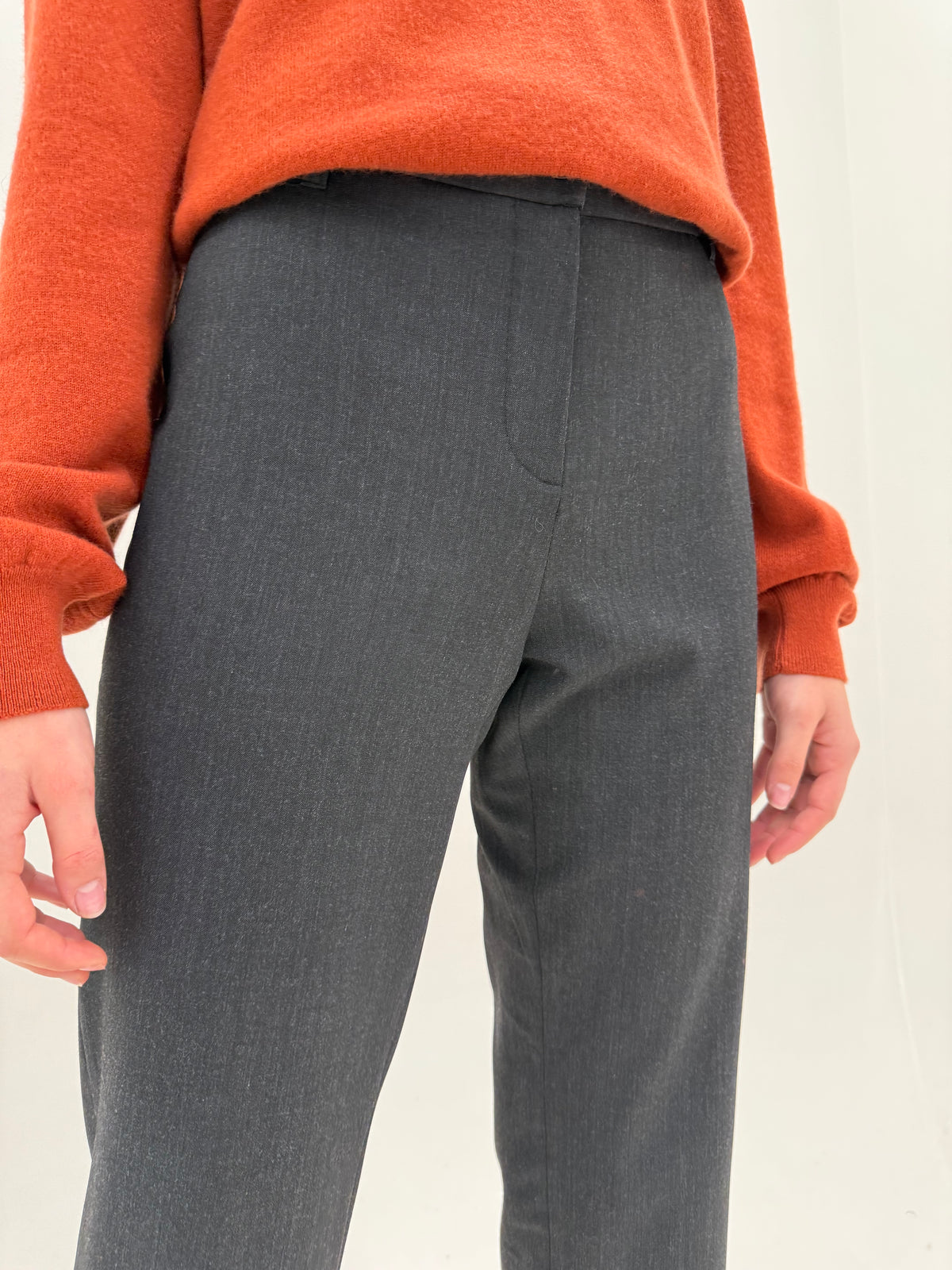 Pantaloni de brand premium din stofita ultra confort charcoal gray cu talie generoasă