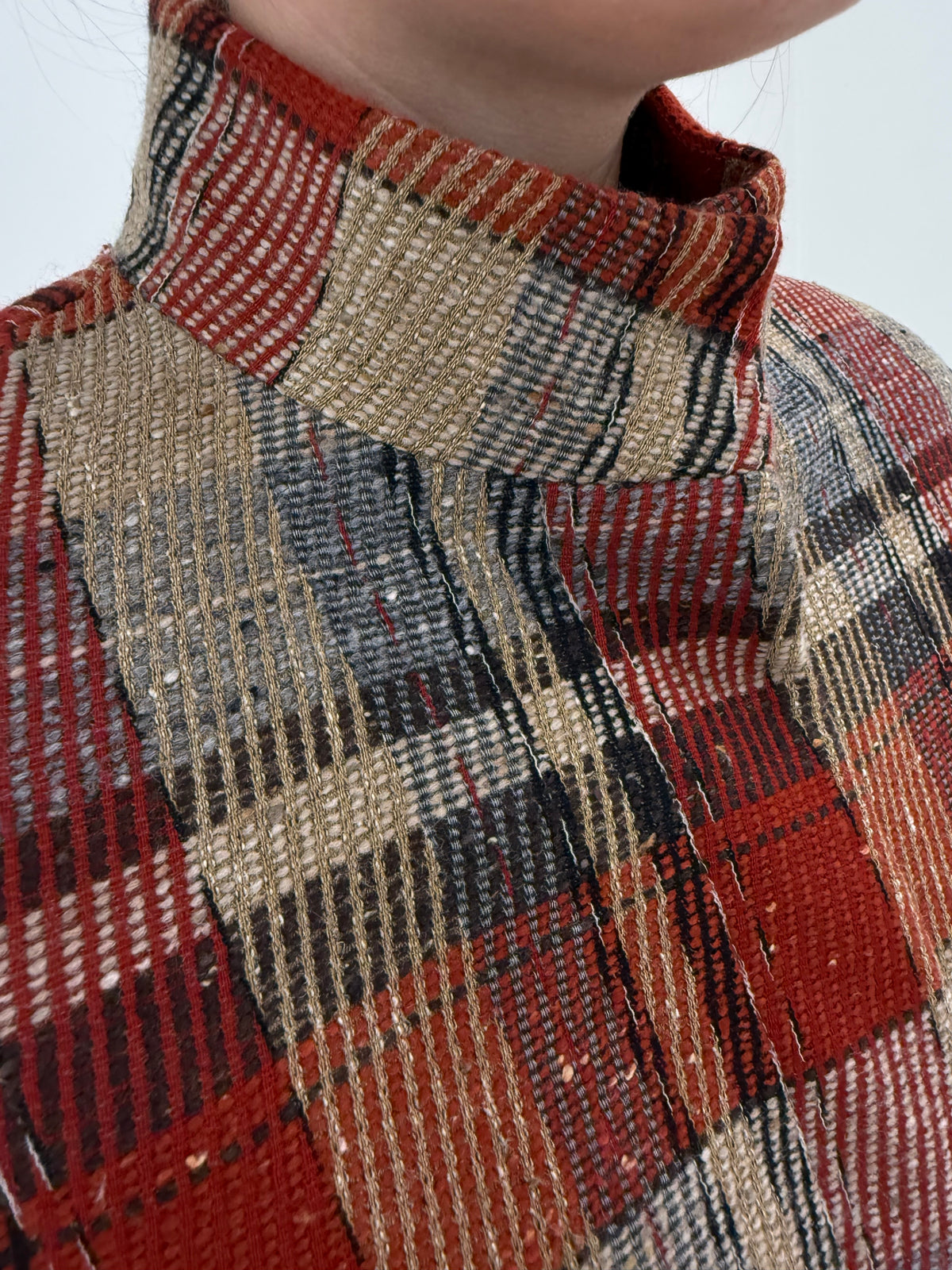 Palton scurt italian camel din tweed excepțional de lana în combinație superbă de culori