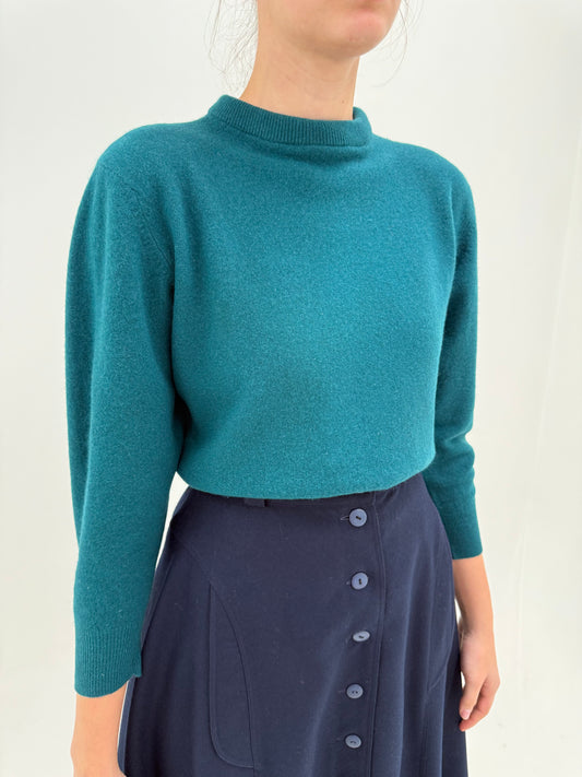 Maleta chimney petite pine green din lana extrafina cu Angora