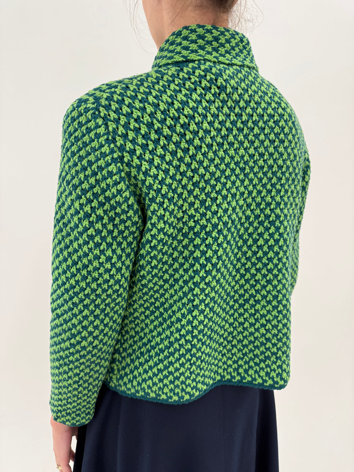 Jacheta petite din lana groasă în nuanțe superbe de verde cu shawl collar