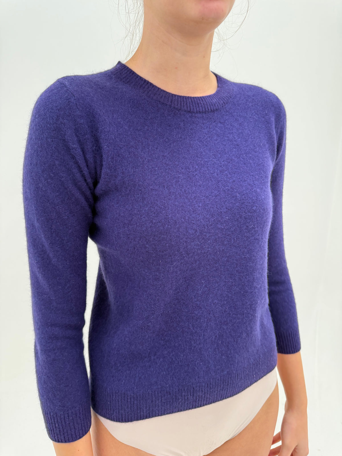 Pulover petite Amethyst purple crew neck din lana groasă cu cașmir