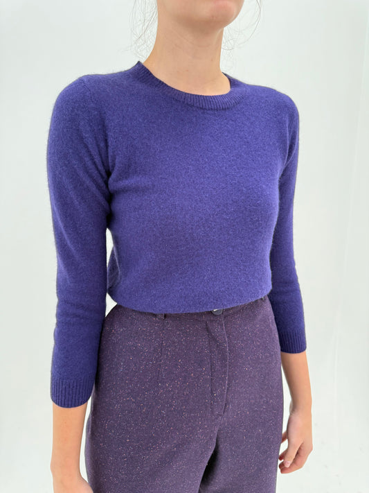 Pulover petite Amethyst purple crew neck din lana groasă cu cașmir