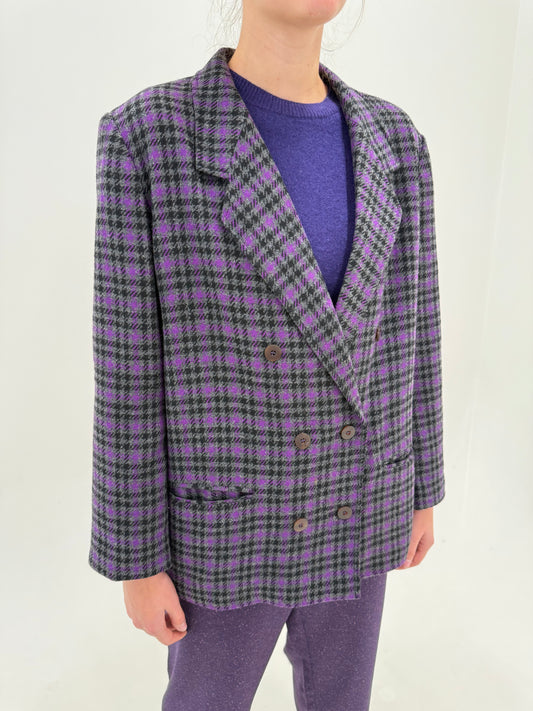 Sacou din tweed de lana în culori superbe și închidere dublă