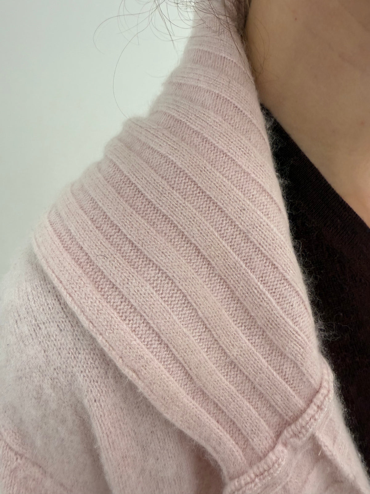 Palton din tricot cașmir multiply cu guler și buzunare powder Pink
