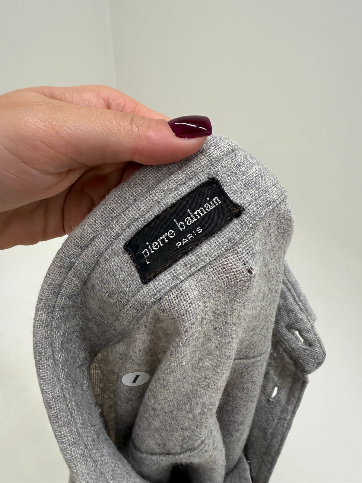 Cămașa vintage Balmain din lana extrafina silver gray