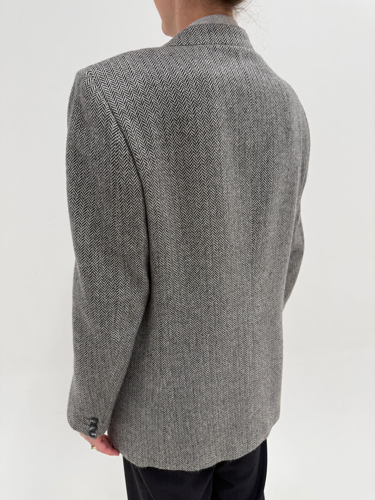 Sacou Dior vintage din tweed gros Chevron de cașmir alb negru și Căptușeală monogramată Dior