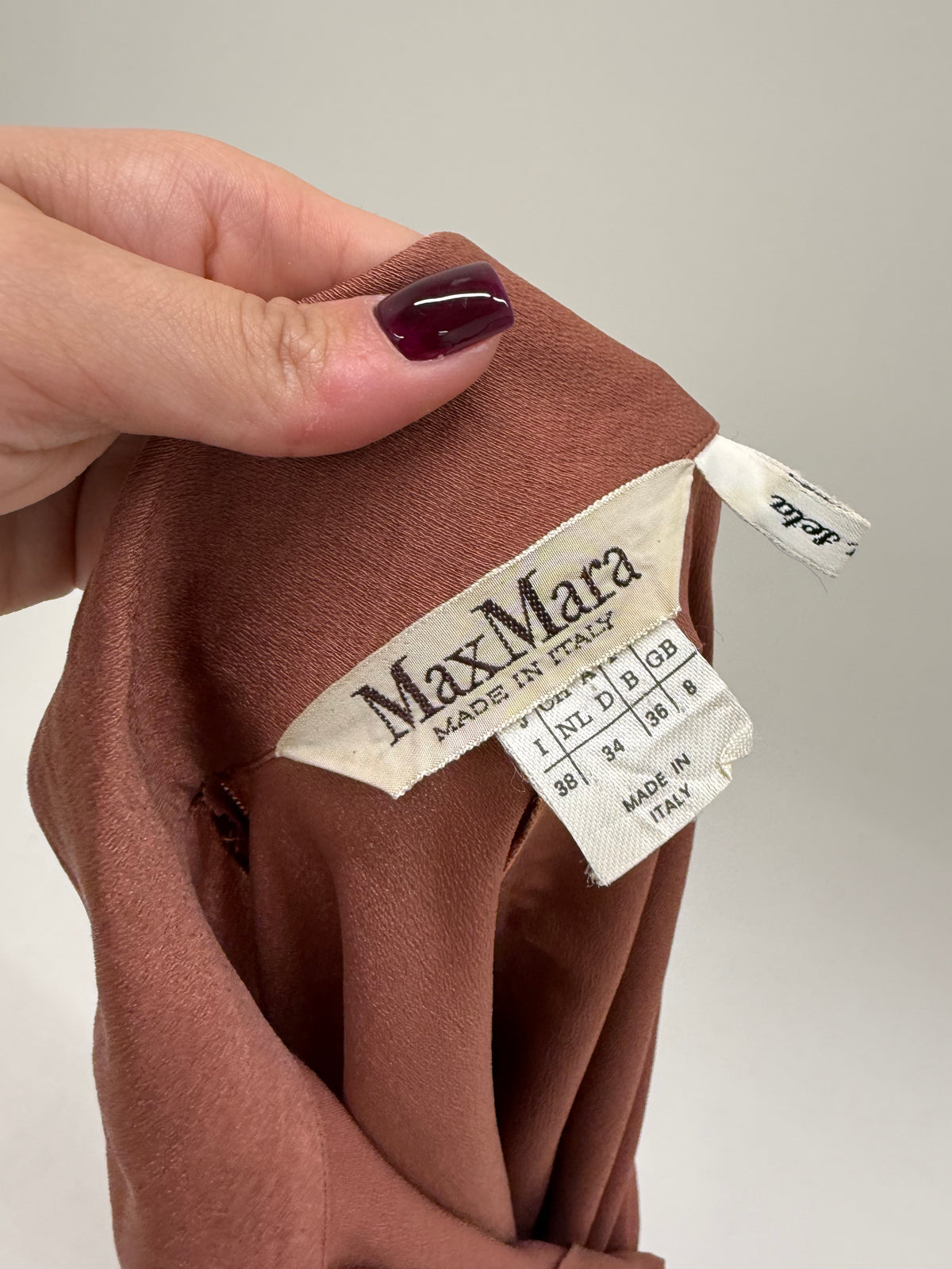 Cămașa Max Mara din twill de mătase naturală chestnut brown