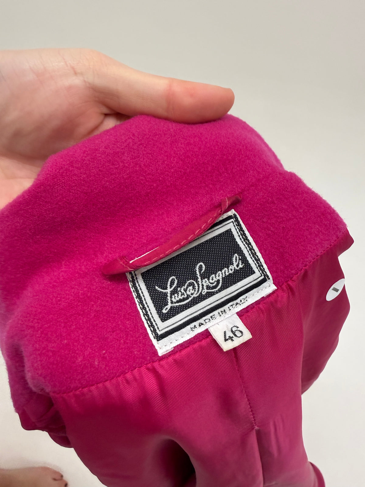 Sacou Luisa Spagnoli fucsia din stofă groasă flannel de lana cu cașmir