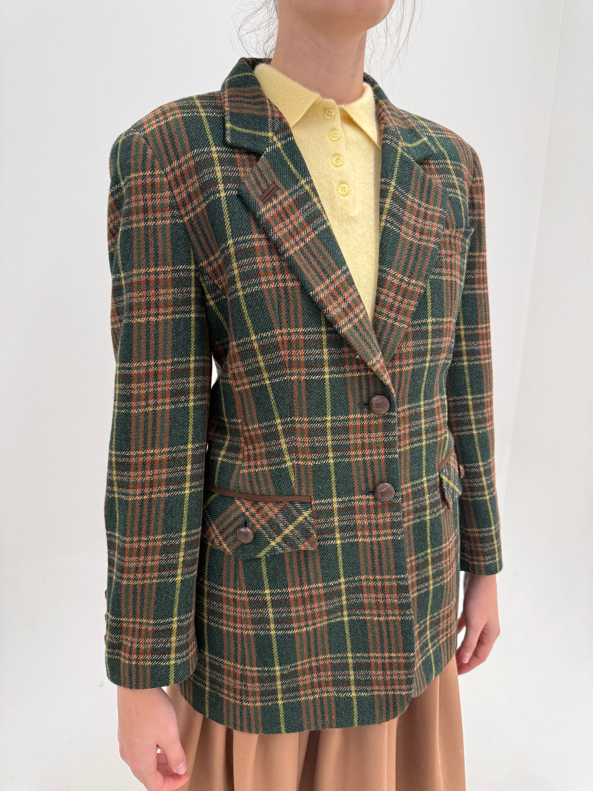 Sacou din tartan gros de lana în culori superbe și croi lung