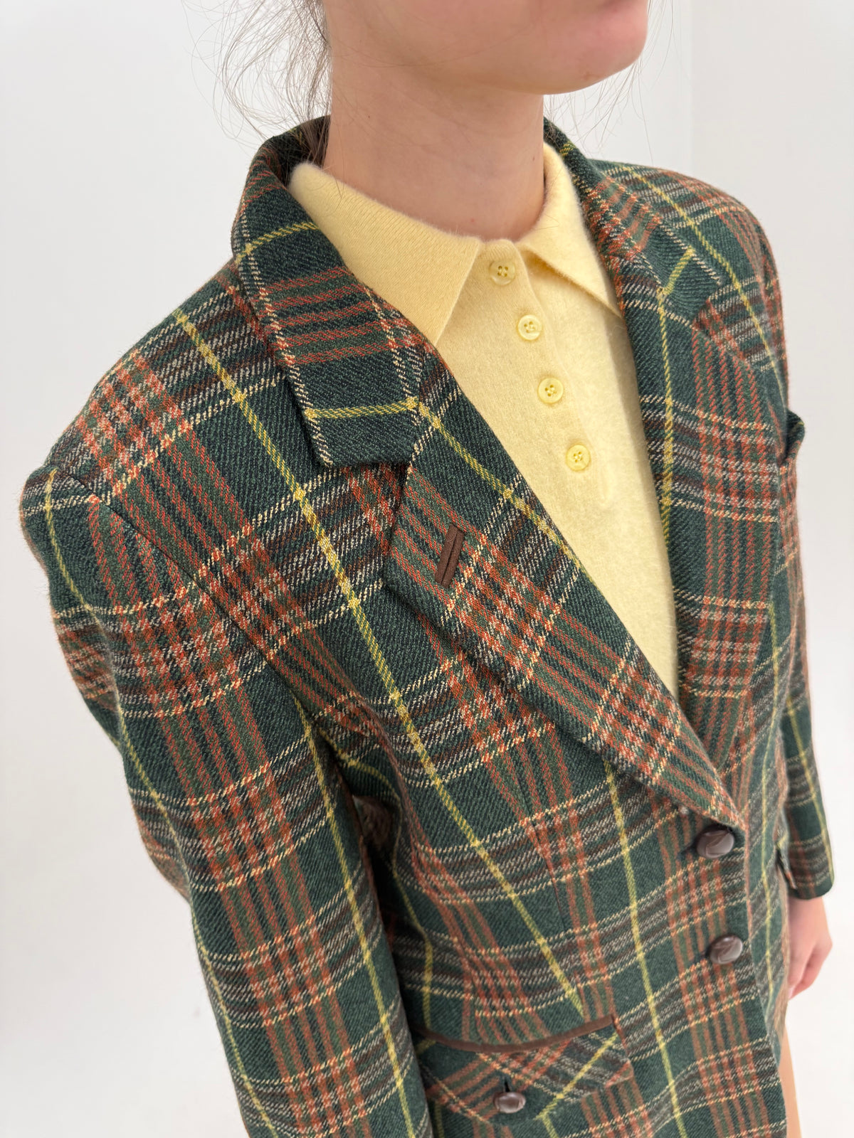 Sacou din tartan gros de lana în culori superbe și croi lung