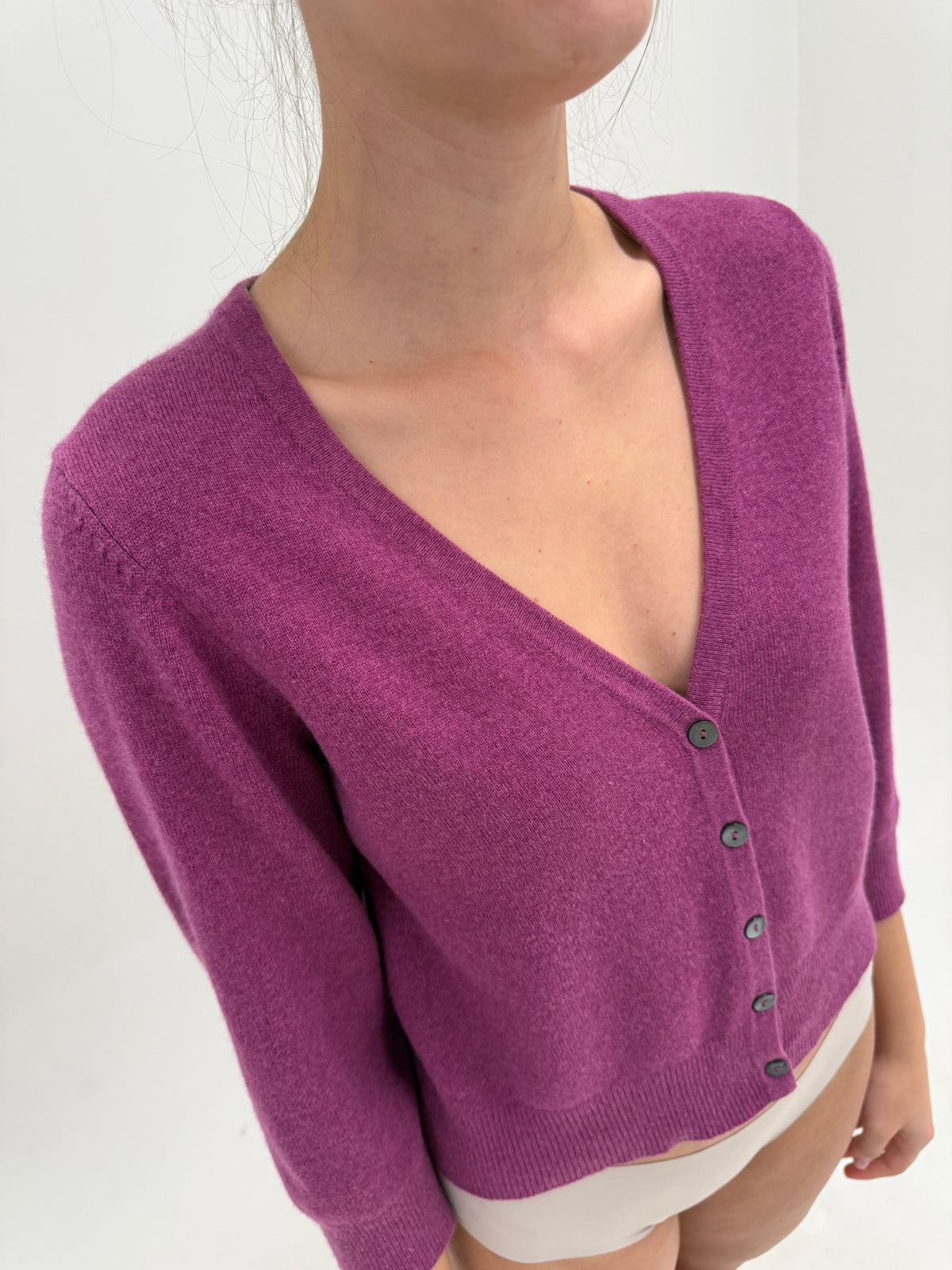 Cardigan din cașmir orchid purple în anchior